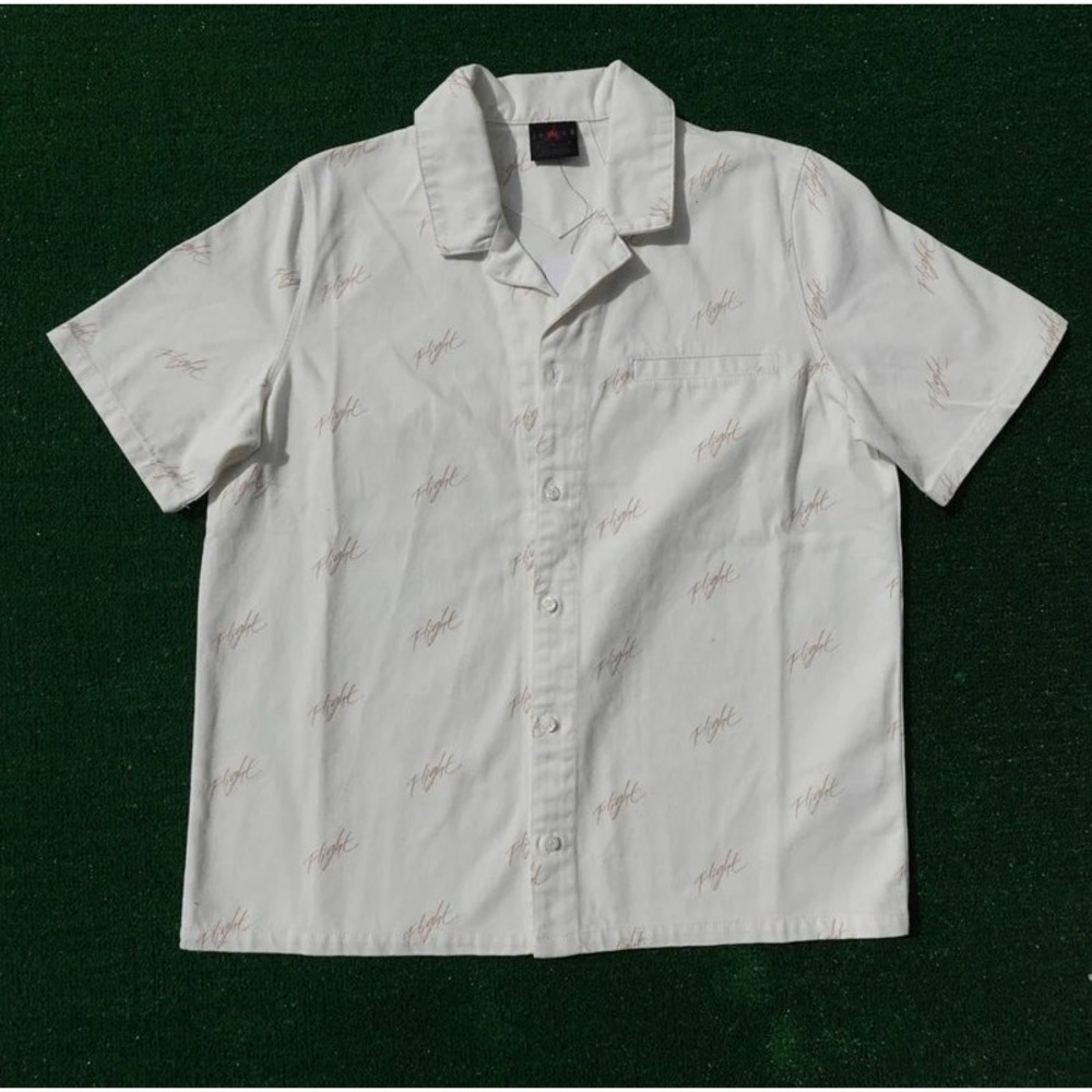 Jordan Flight Heritage Button Up Top Script Logo White FN5769-133 Medium - Picture 1 of 9